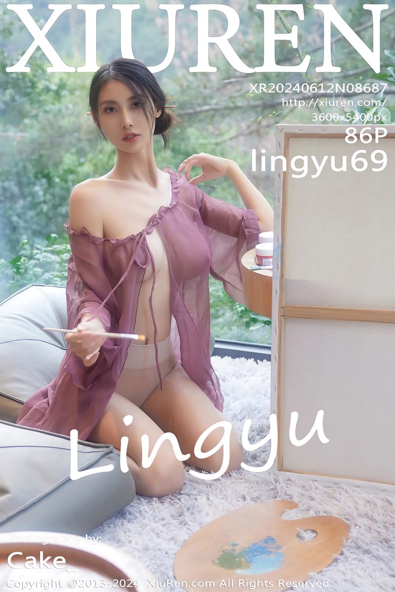[XiuRen秀人网] 2024.06.12 No.8687 lingyu69 画画主题拍摄 紫色轻透连衣裙
